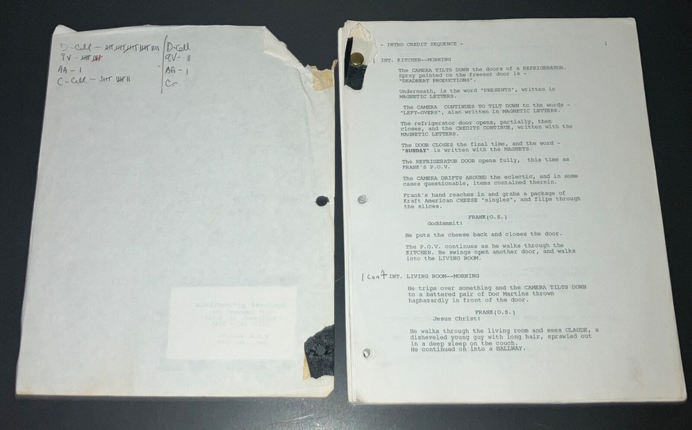 LEFT-OVERS (2000) Production-Used Jason Phillips Small Comedy Script wNotes +COA