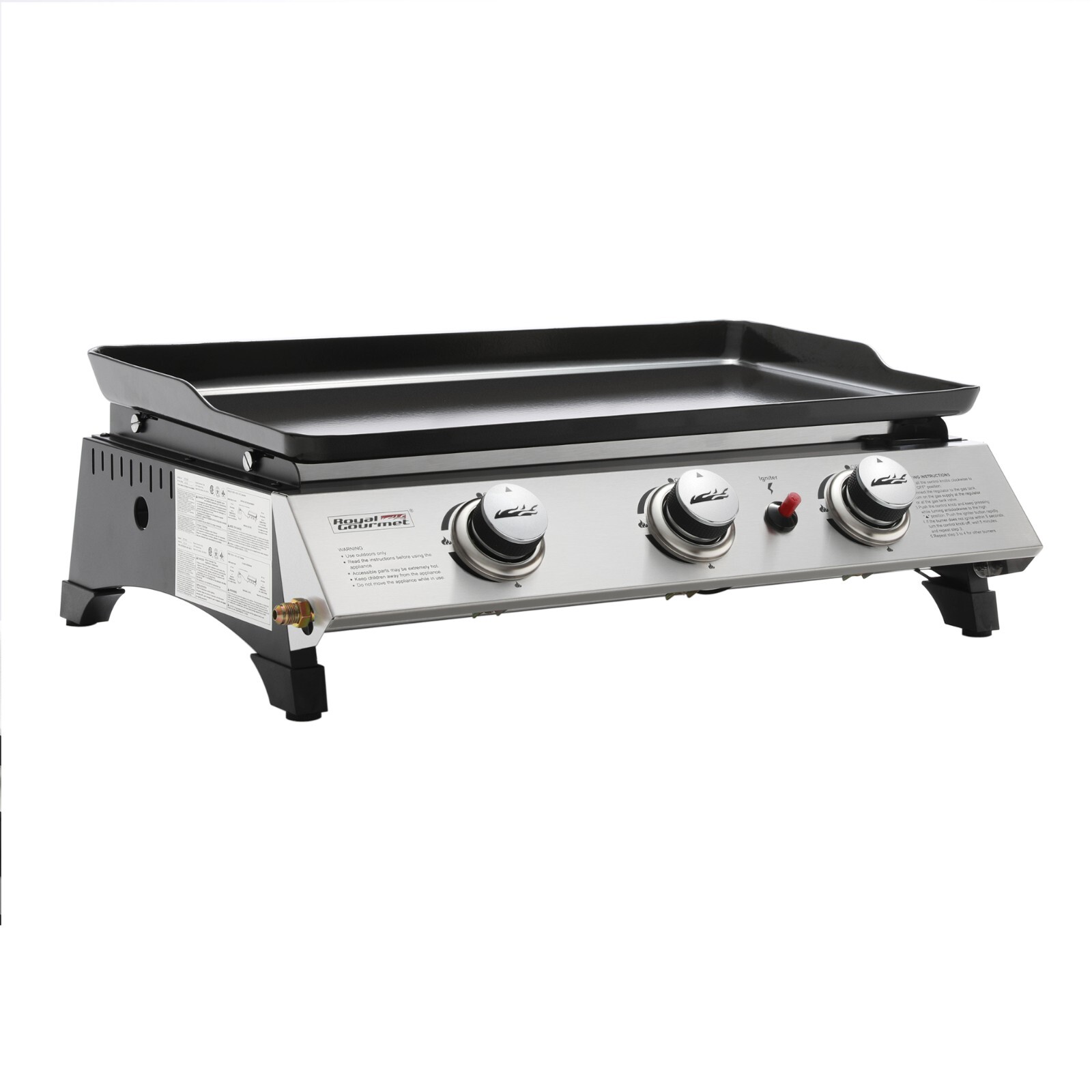 Royal Gourmet 3-Burner Tabletop Griddle Portable Gas Grill for Outdoor Camping