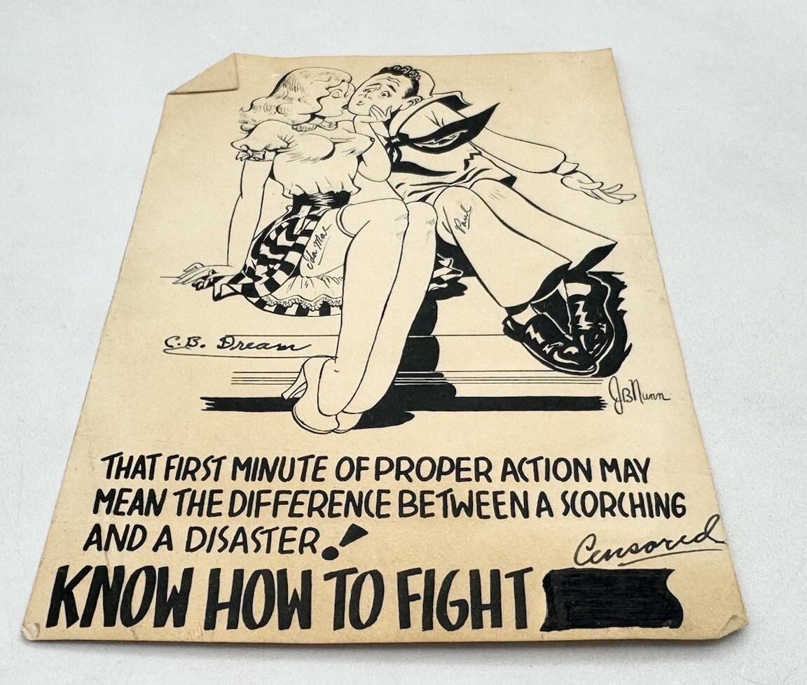 WWII GI Cartoon Postcard/ Flyer RARE HEALTH PSA - UNKOWN ARTIST CARTOON STRIP