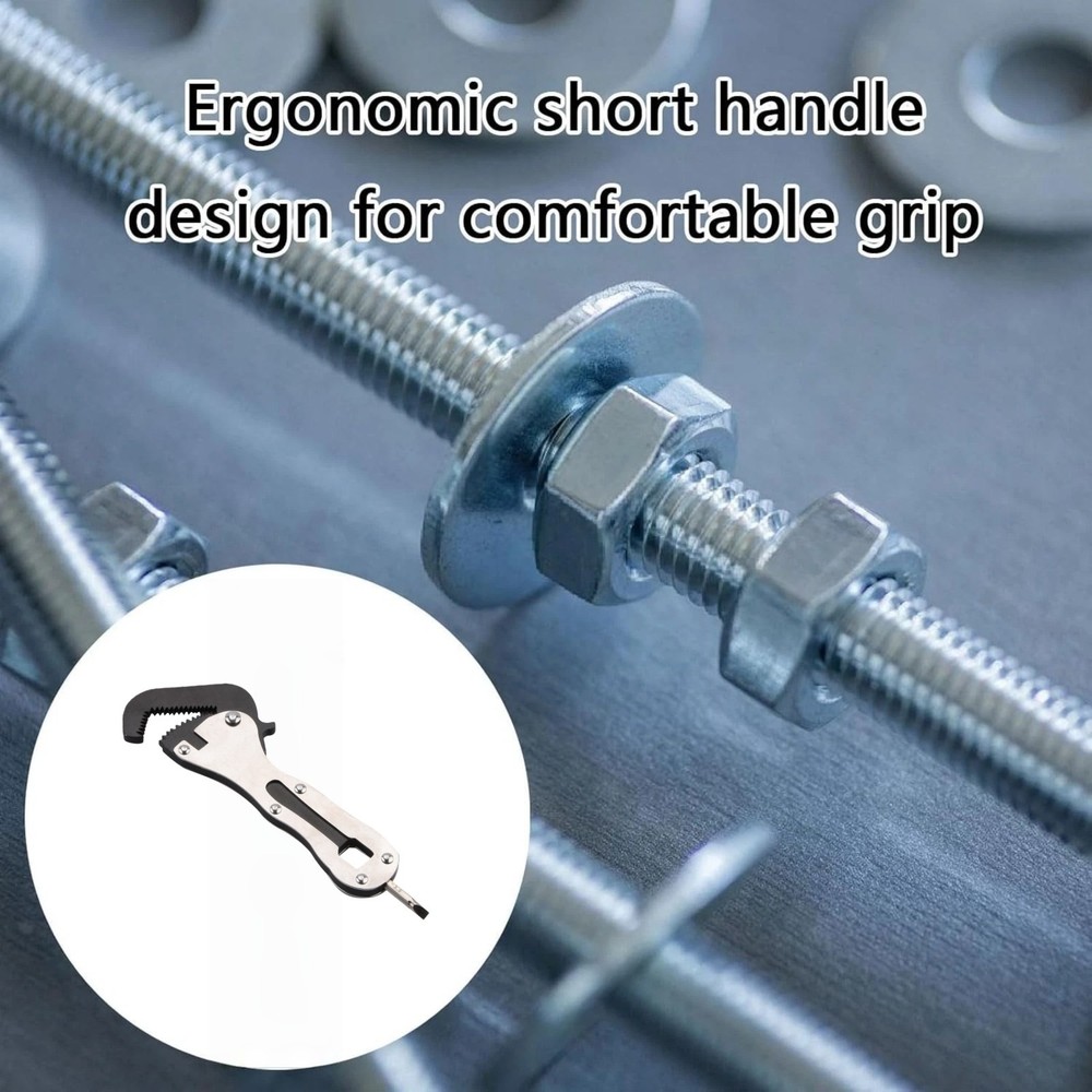 Micro Self Adjusting Wrench Silver Miniature Short Handle Tool 5/16" to 3/4"