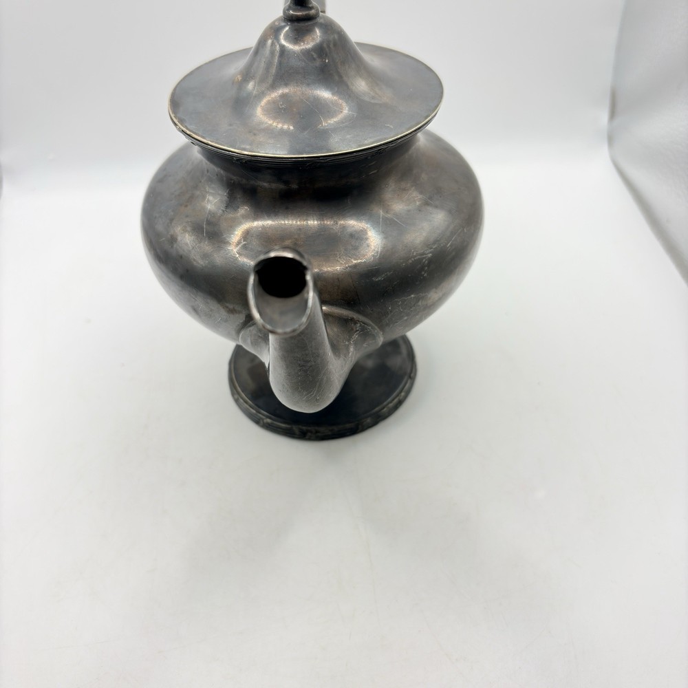 Vintage Silver Plate Footed Teapot Art Deco Style Pedestal Base Angular Handle