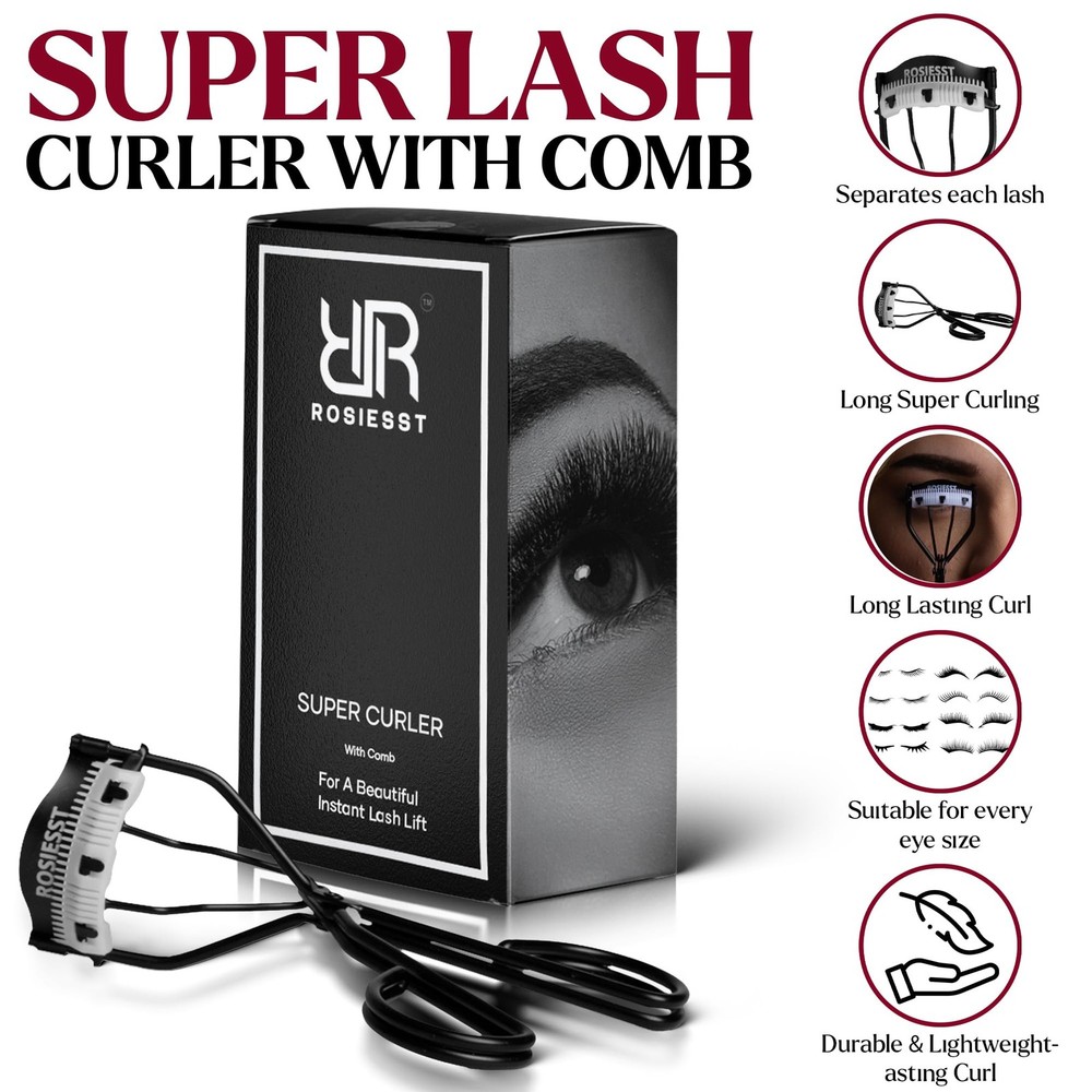 Super Eye Lash Curler Built-in Comb Long Lasting Dual Function Lightweight