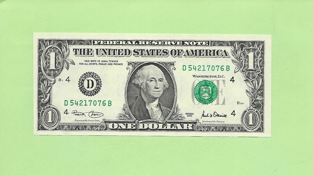 2001 ..UNCIRC $1  D 5421 7076 B  .... 2001 $1  D-B      NICE NOTE        FRN