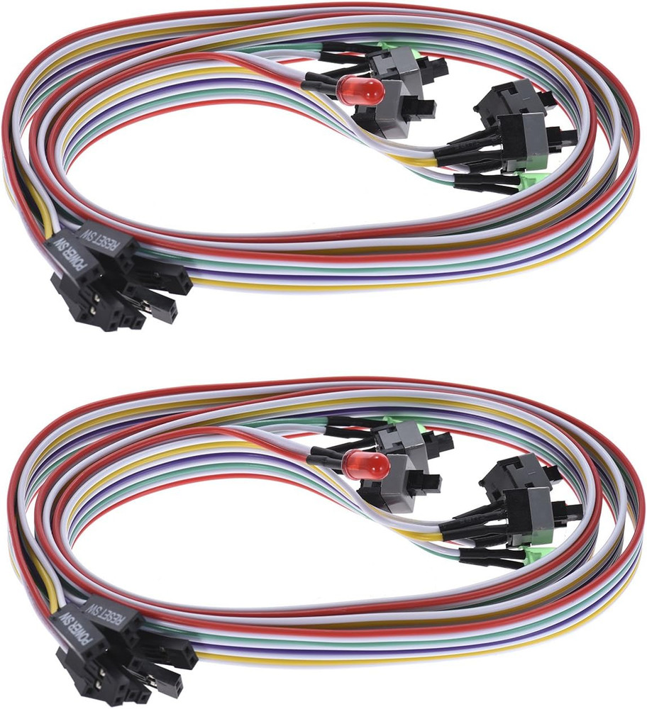 2 Pack Desktop Computer Case Motherboard On/Off/Reset/Hdd Switch Power Cord PC P