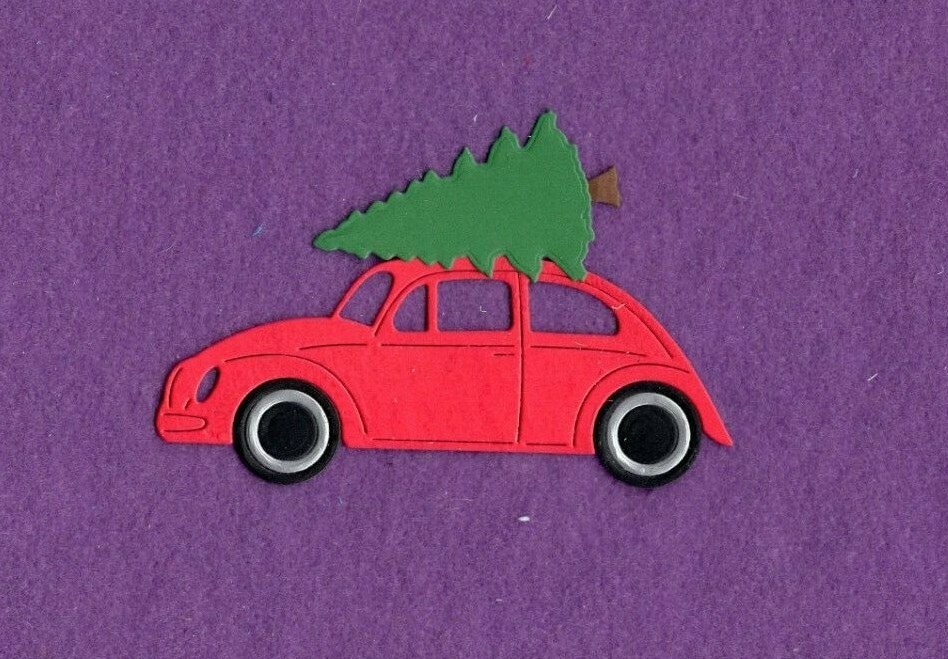 CAR WITH CHRISTMAS TREE die cuts scrapbook cards