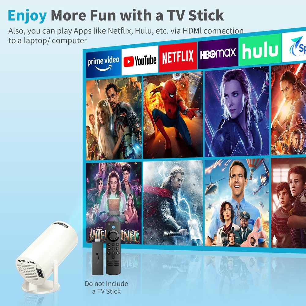 Mini Projector Portable Proyector 4K Support, Full HD 1080P Small Projector w...