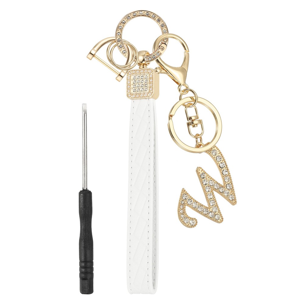 Leather Wristlet Keychain, Chic Letter W Keychains