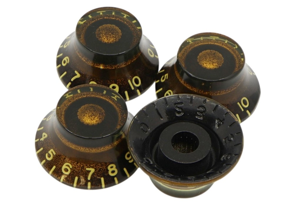 Bell Hat Knobs Oxidized Gold w/ embossed numbers, recessed bottom - Universal