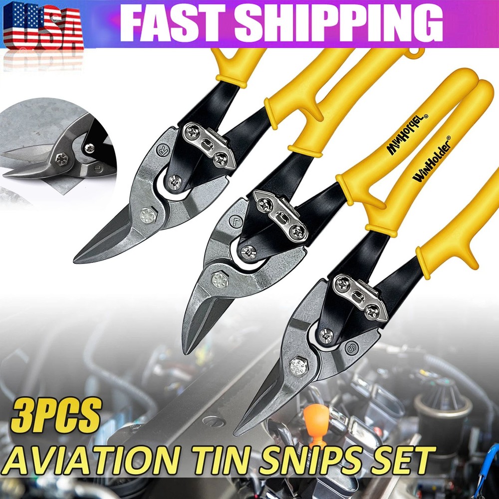 3Pcs Aviation Tin Snips Set Straight Left and Right Set Sheet Metal Cut-ters