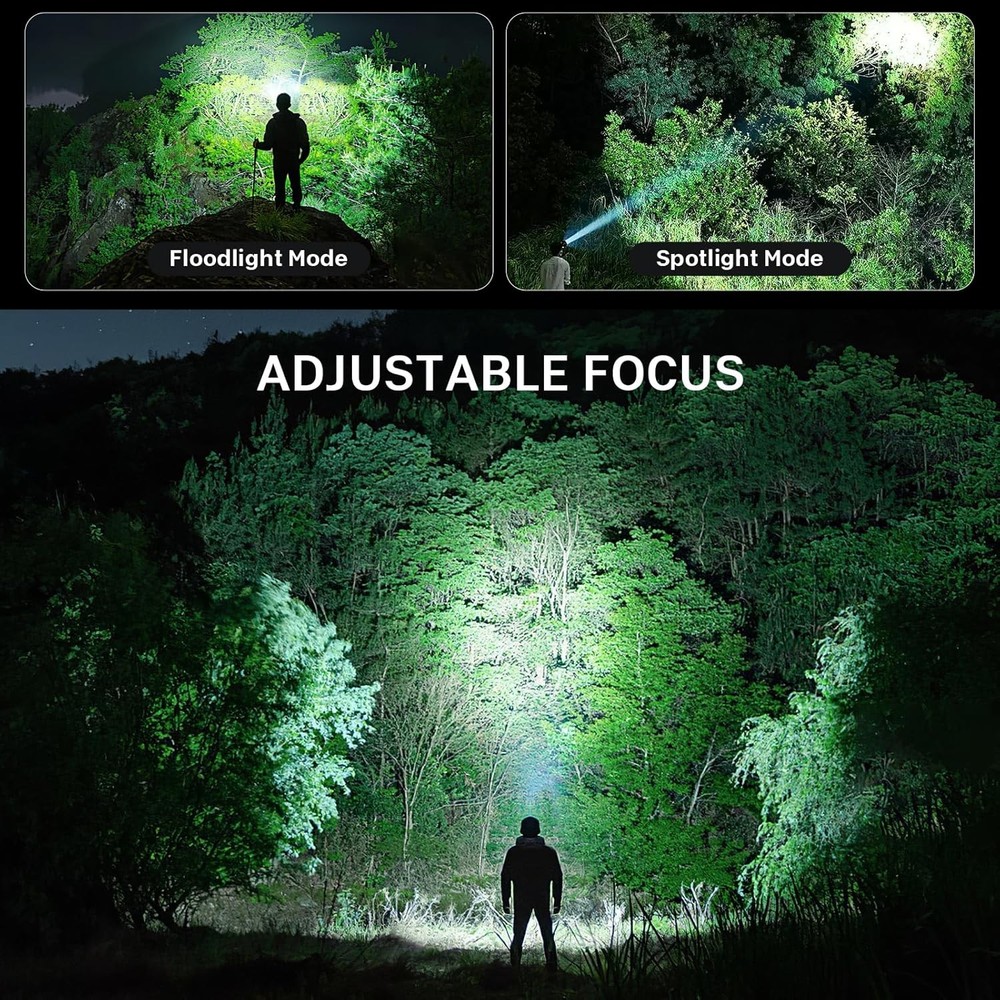2pcs Bright LED Rechargeable Flashlight Waterproof USB Headlamp Zoom 3 Modes