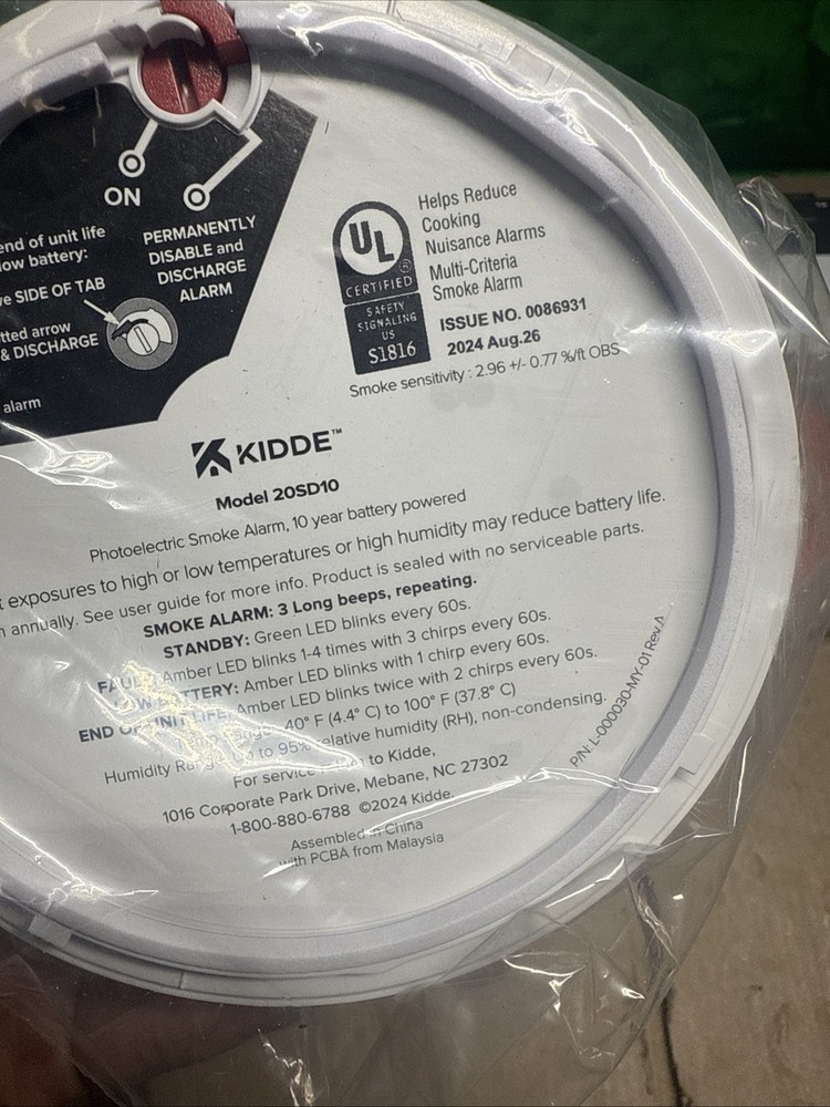 2 PACK Kidde Smoke Detector 10-Year Battery Powered LED Warning Light 20SD10