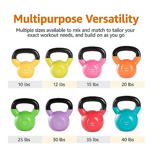 Amazon Basics Vinyl Kettlebell, 15 pound, Pink