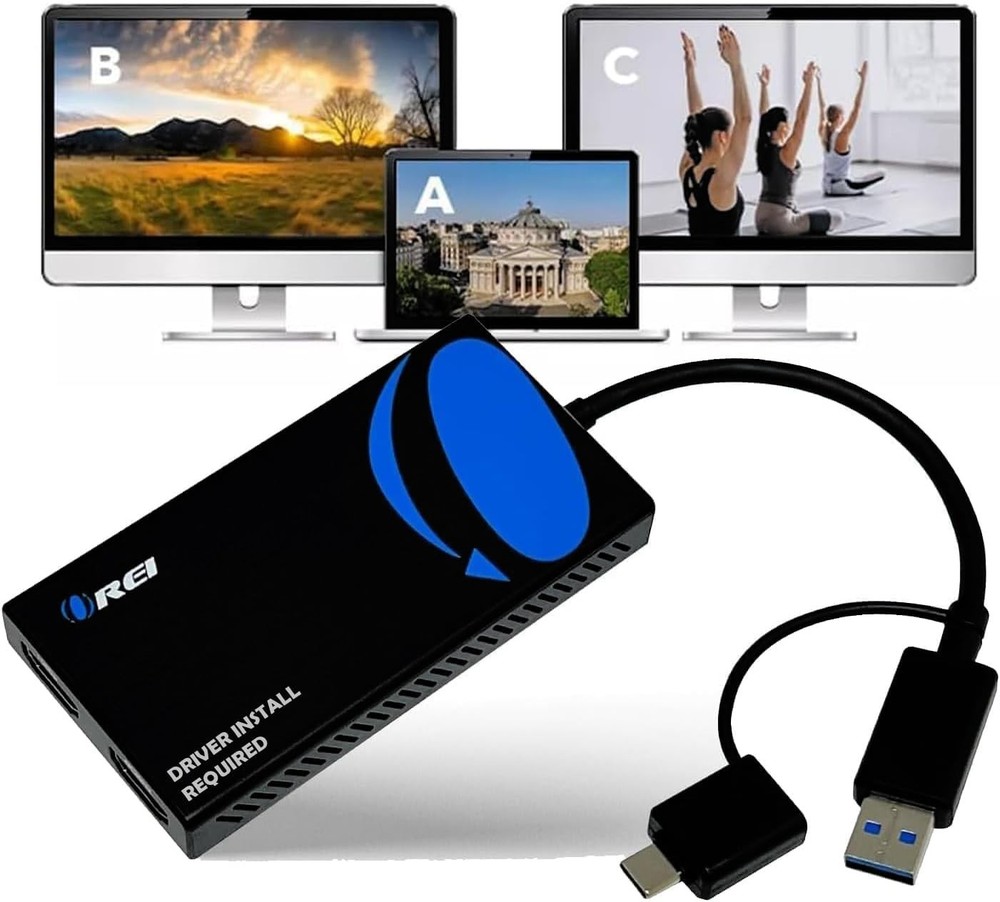 OREI SplitExtend HDMI Splitter Extender For Dual Extended Display (USBC2HDMI2)
