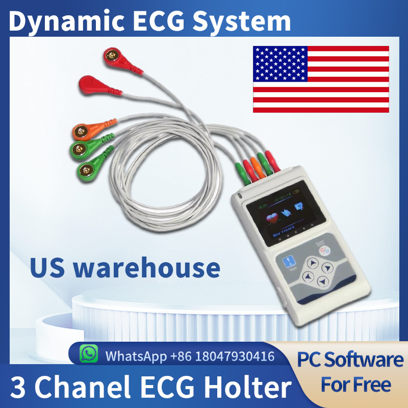 3 Channel Dynamic EKG Holter 24 Hours with PC Software ECG Holter