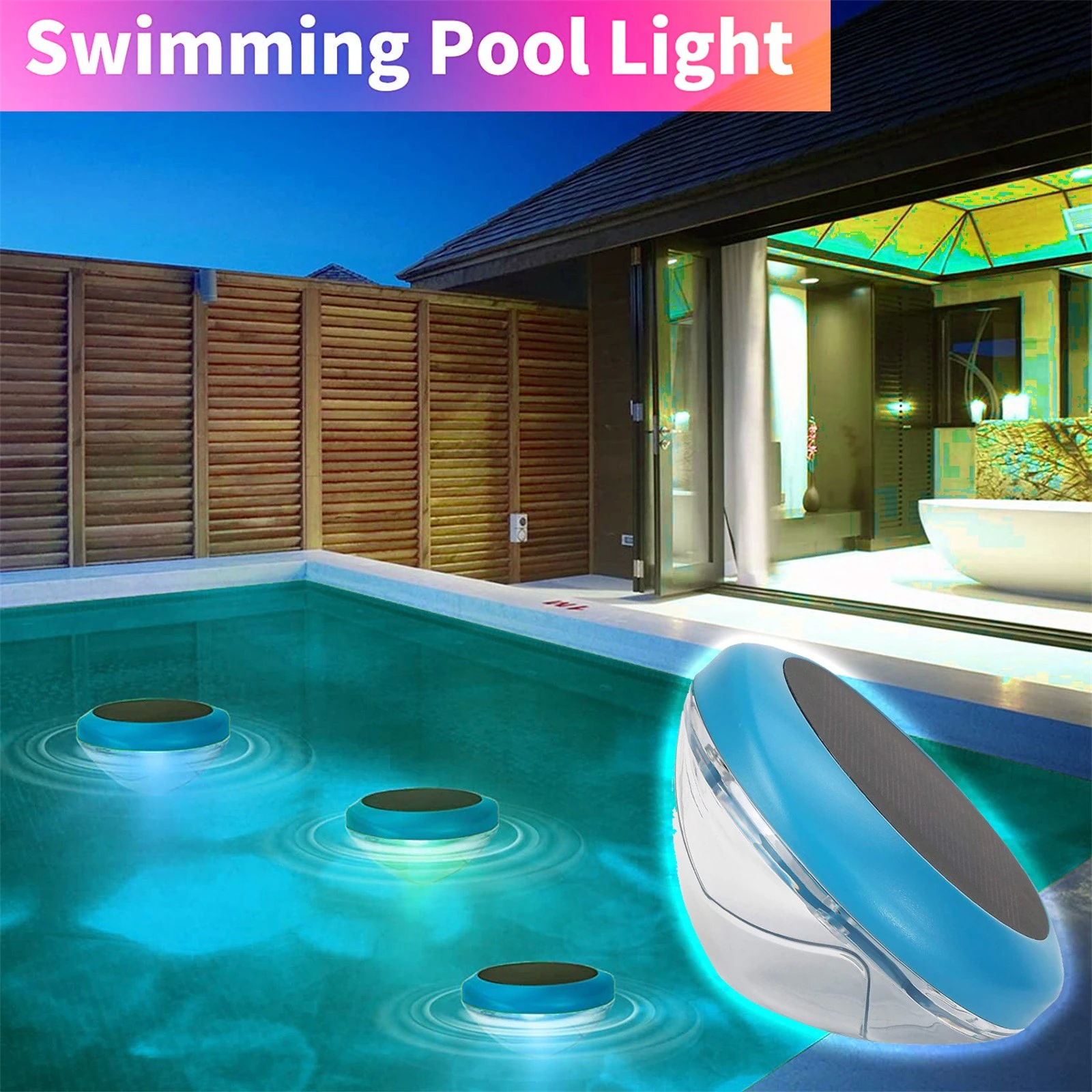 Solar LED RGB Light Outdoor Garden Pond Swimming Pool Floating Waterproof Lamps