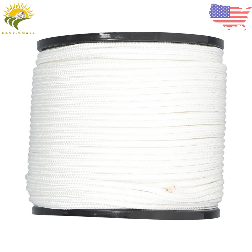 1/4" × 500' White Nylon Rope Sturdy Spool Solid Braid Rope Abrasion Resistance