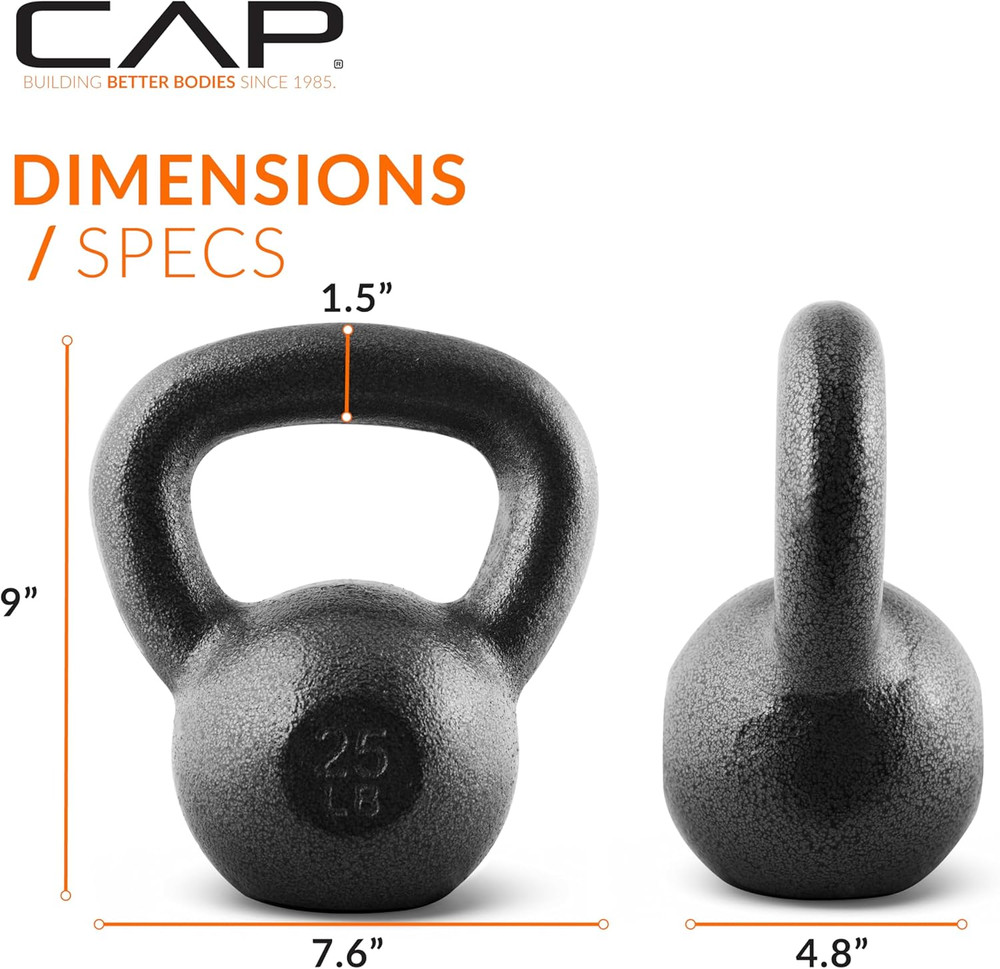 Black Cast Iron Kettlebell Single or Set | 10-80 Lbs