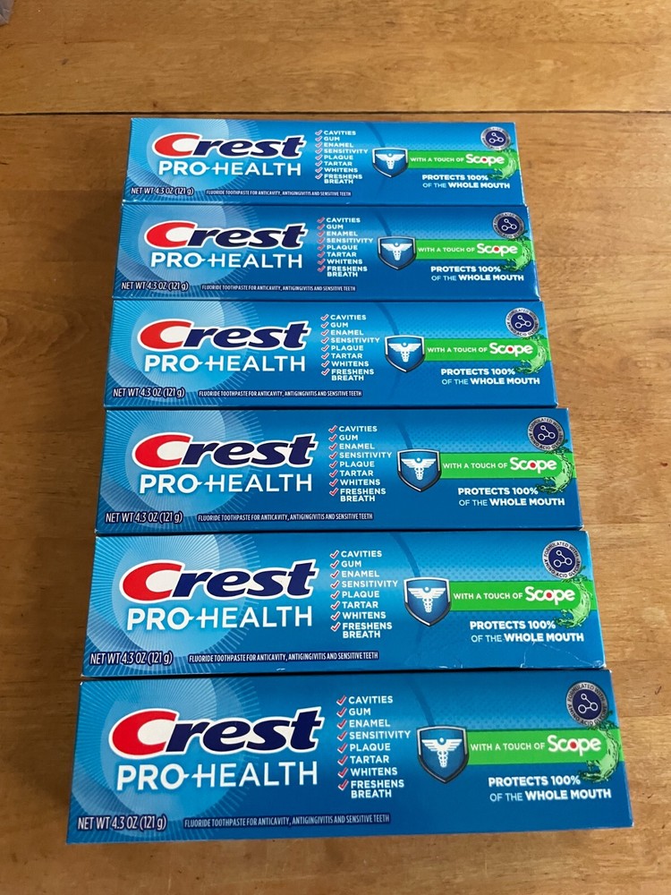 6 Crest Pro-Health With A Touch of Scope Fluoride Toothpaste 4.3oz