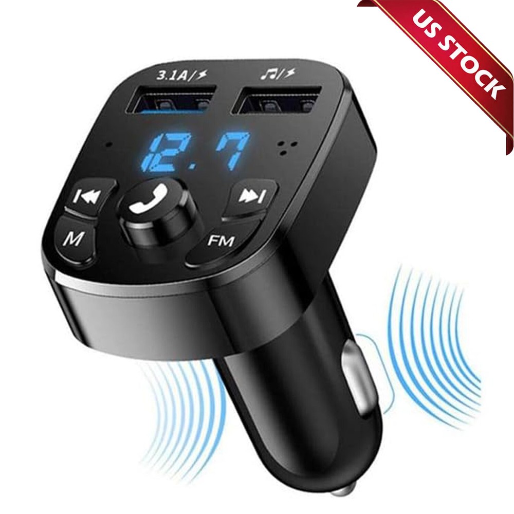 Bluetooth 5.0 Car Wireless FM Transmitter Adapter 2USB PD Charger AUX Hands-Free