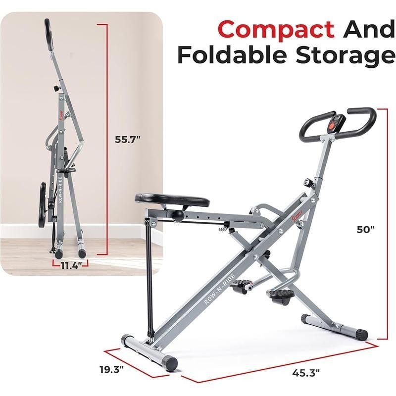 Row-N-Ride Squat Rowing Machine Exercise Equipment w/Adjustable Resistance US