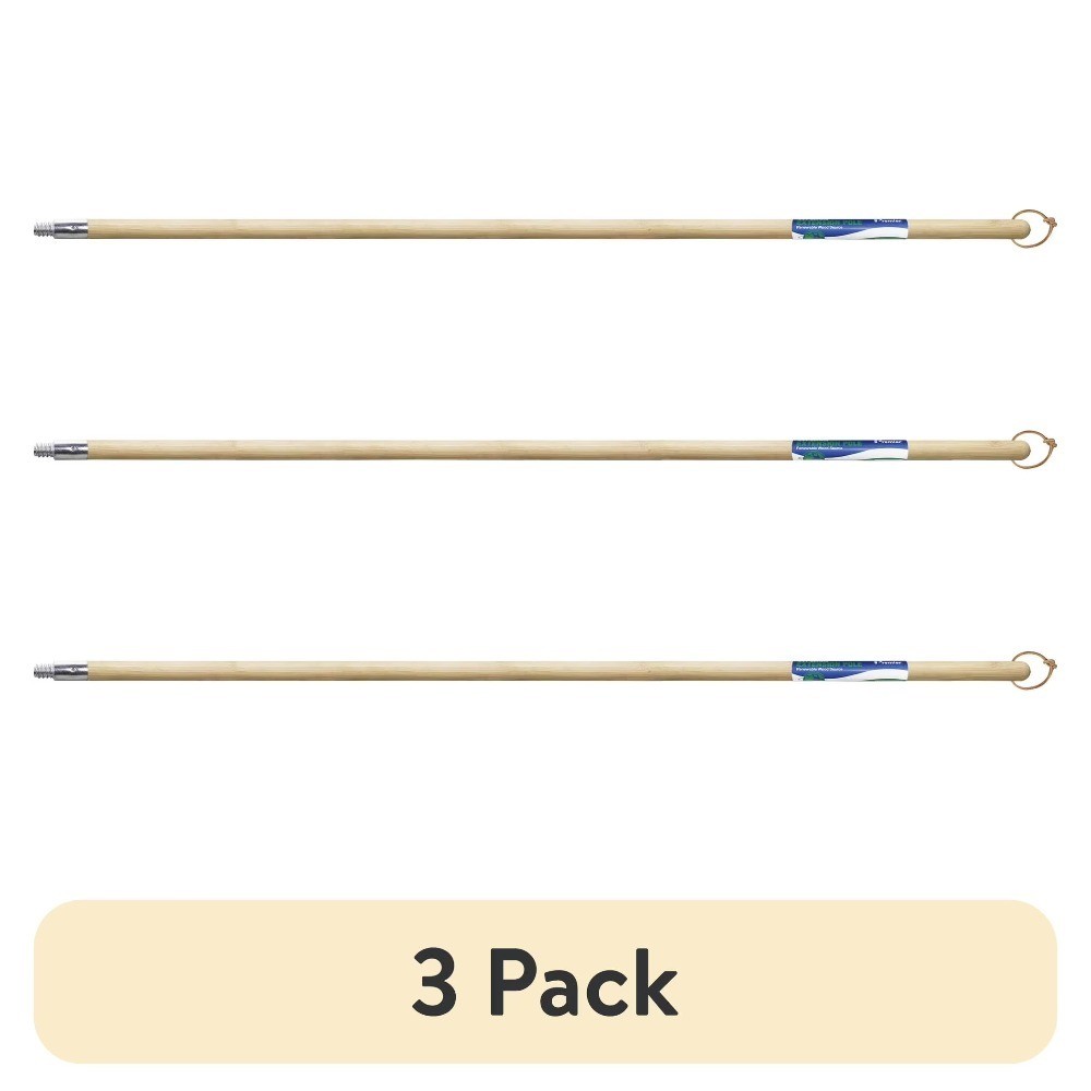 4' Bamboo Extension Pole for Paint Roller Threaded Metal Tip 3 Pack