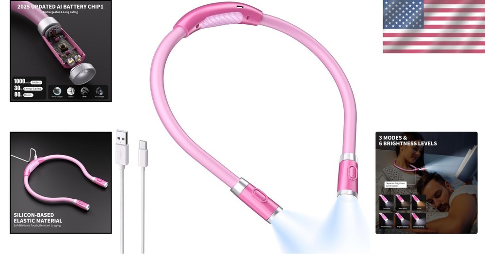 Versatile 3-Color Neck Reading Light - Ideal for Night Reading and DIY Projects