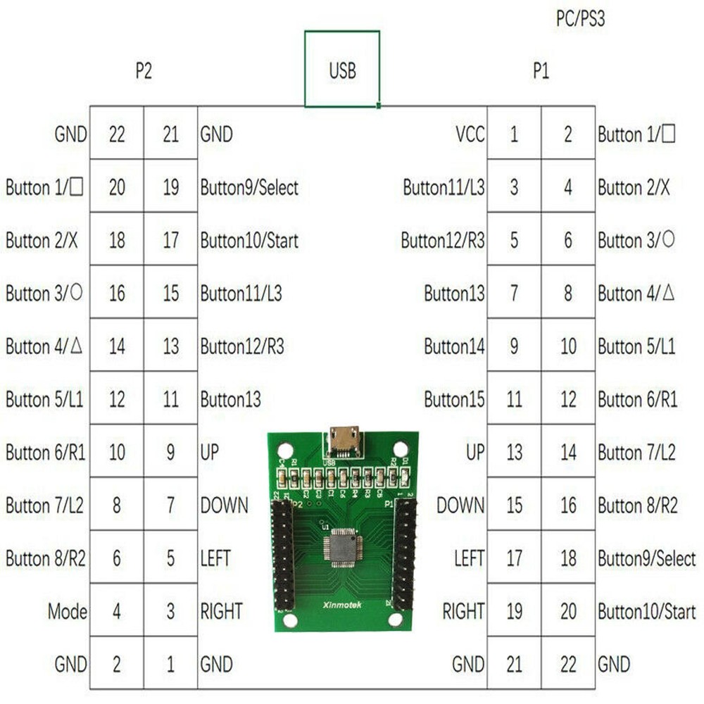 Arcade Encoder to USB Controller 187 Wiring 2 Players DIY Kit For Mame PC PS3