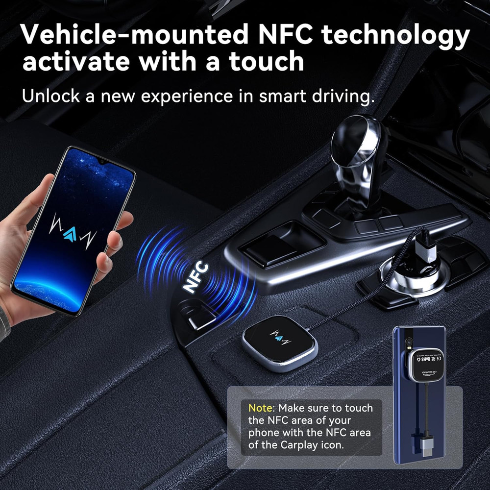 Wireless Auto Adapter, Wireless Carplay Adapter, Latest NFC Touchscreen Connecti