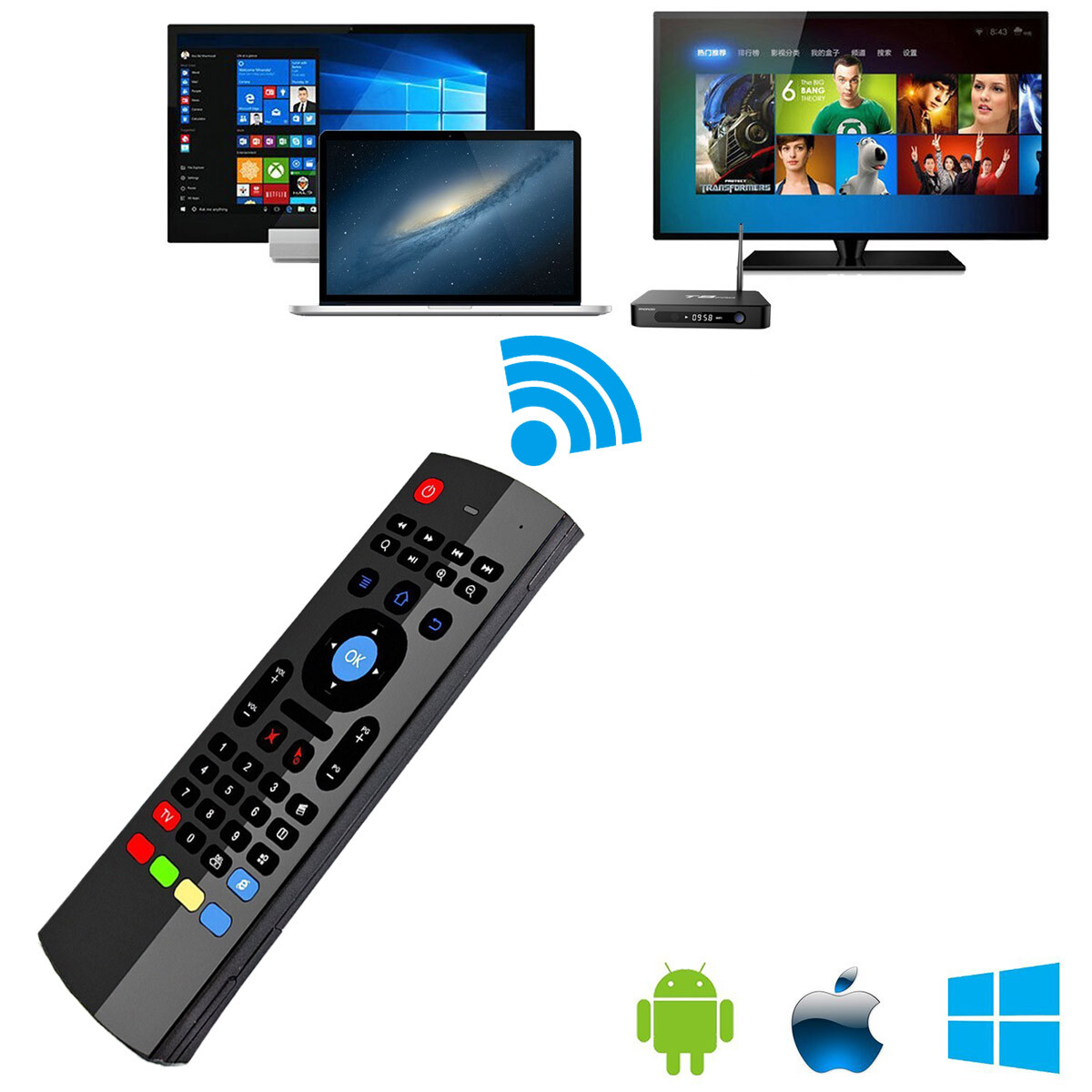 2.4G Wireless Keyboard Air Mouse IR Remote Learning for Android Smart TV PC PS4