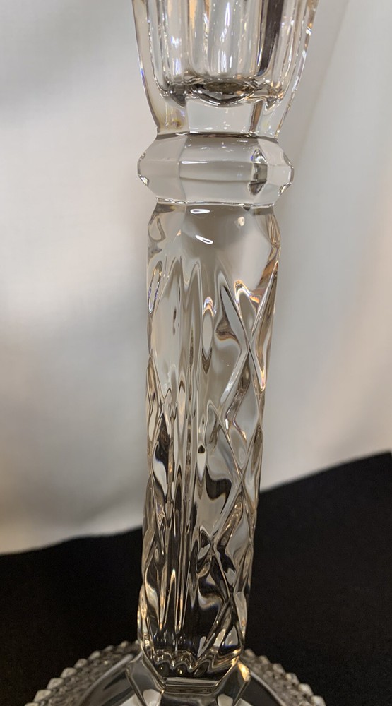 Crystal Candlesticks Set of 2 Candle Holders X Pattern on Stem