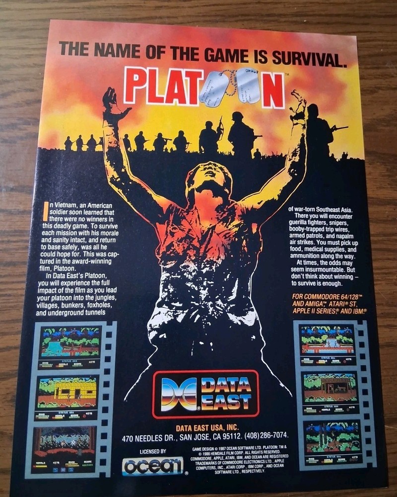 Platoon Computer Game Vintage Print Ad 8x11 1980s