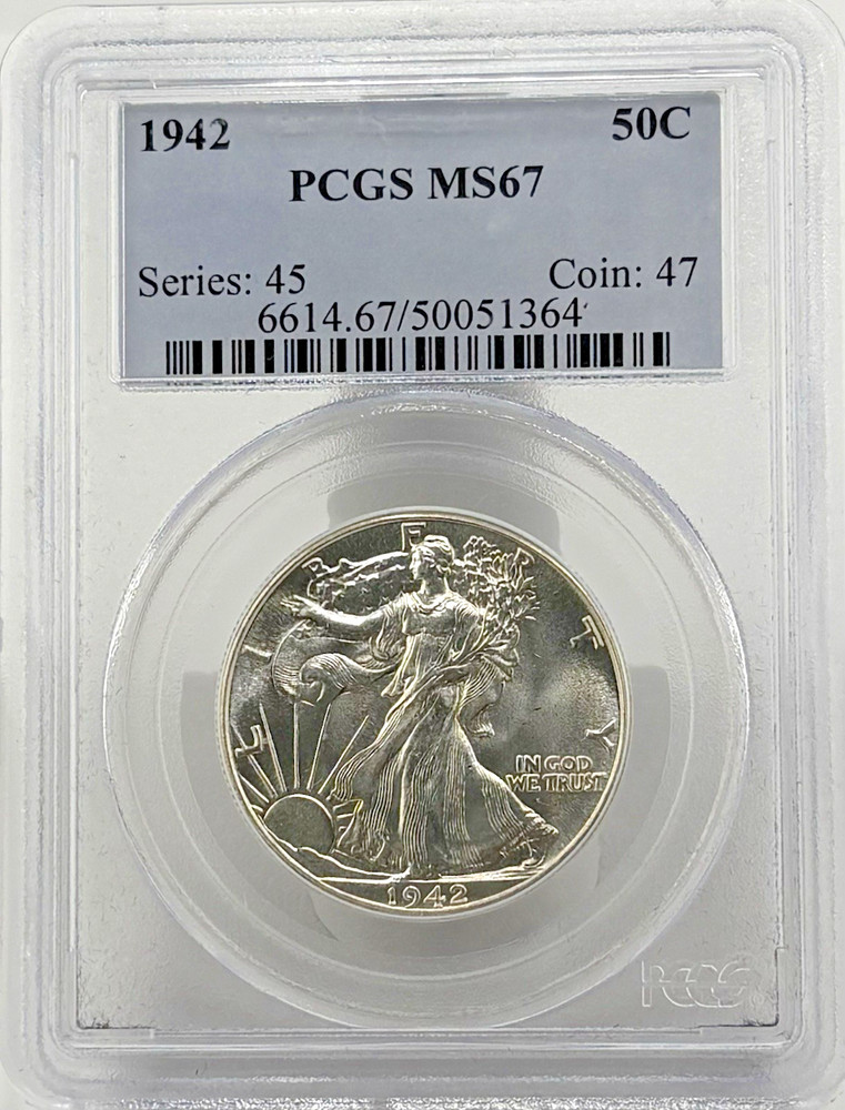 1942 Silver Walking Liberty Half Dollar MS67 PCGS