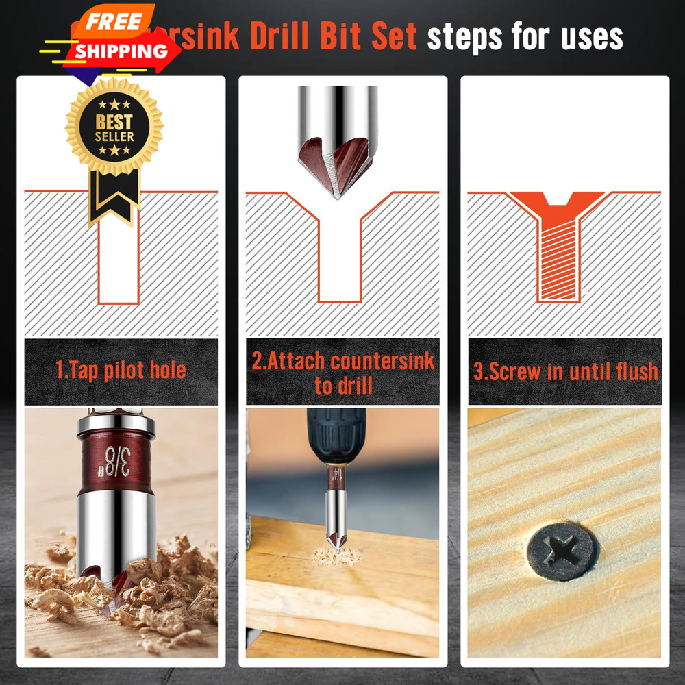 Pylevemv 5Pcs Countersink Drill Bit Set, Premium with One Size