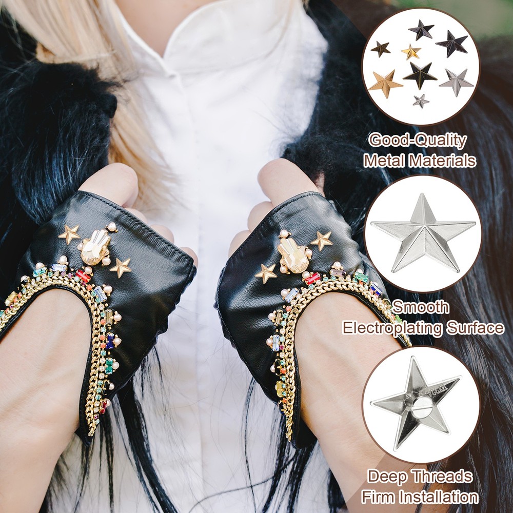 31mm Star Rivets, 25 Sets Leather Rivets Rapid Studs Rivet, Silver Tone
