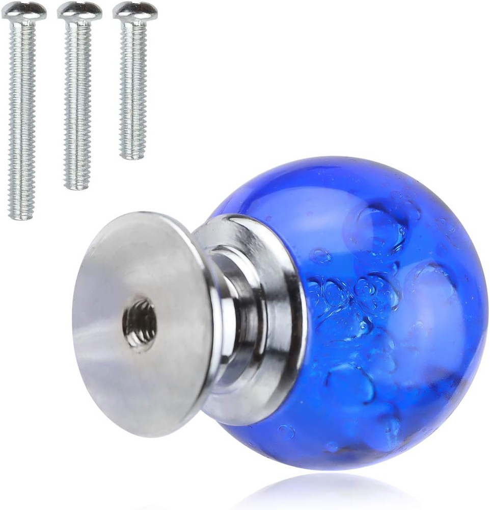 12 PCS Crystal Cabinet Knobs Round Glass Bubbles Knobs Smooth Drawer Pulls Handl
