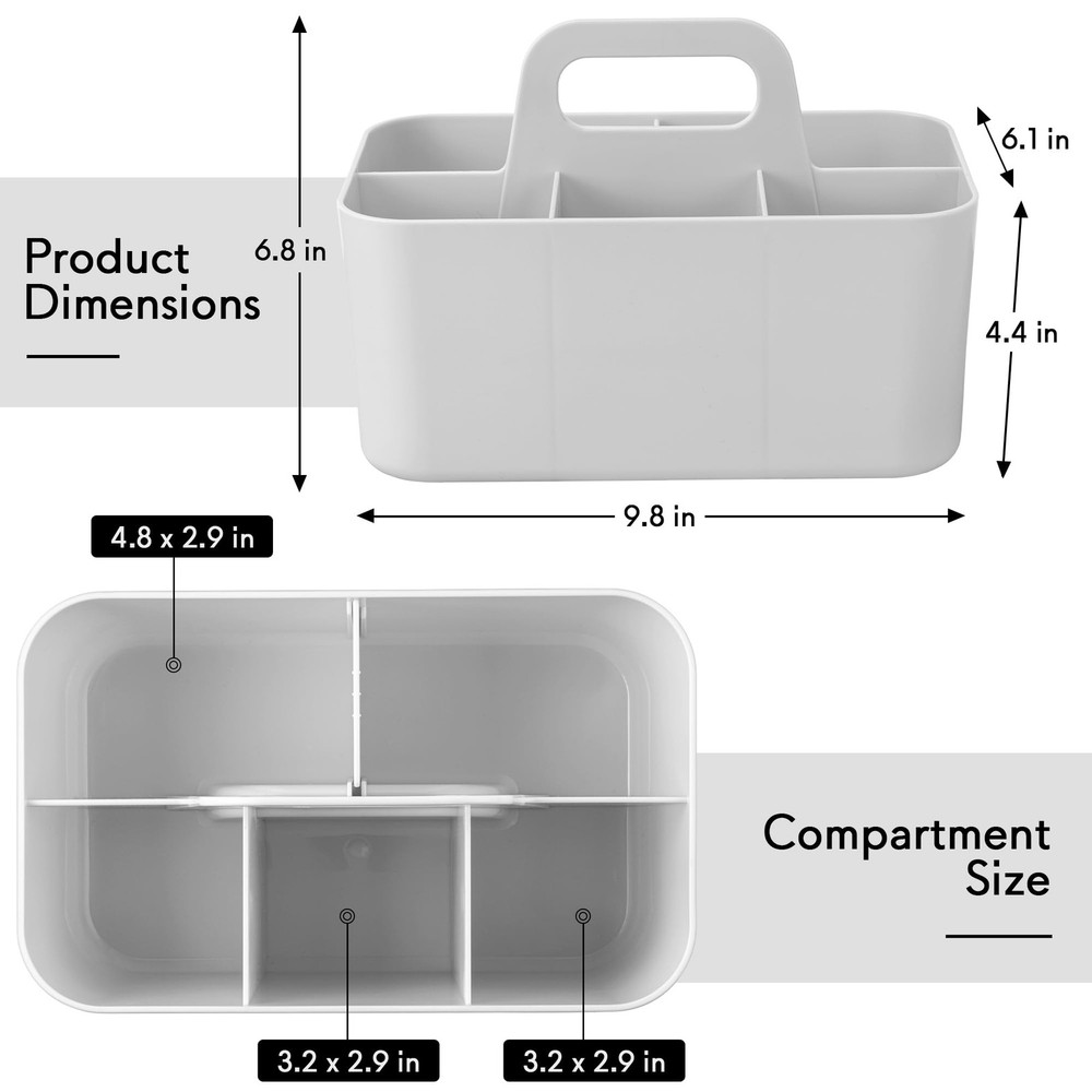 Multipurpose Caddy Organizer, Plastic Caddy with Handle, Stackable Desk Organ...