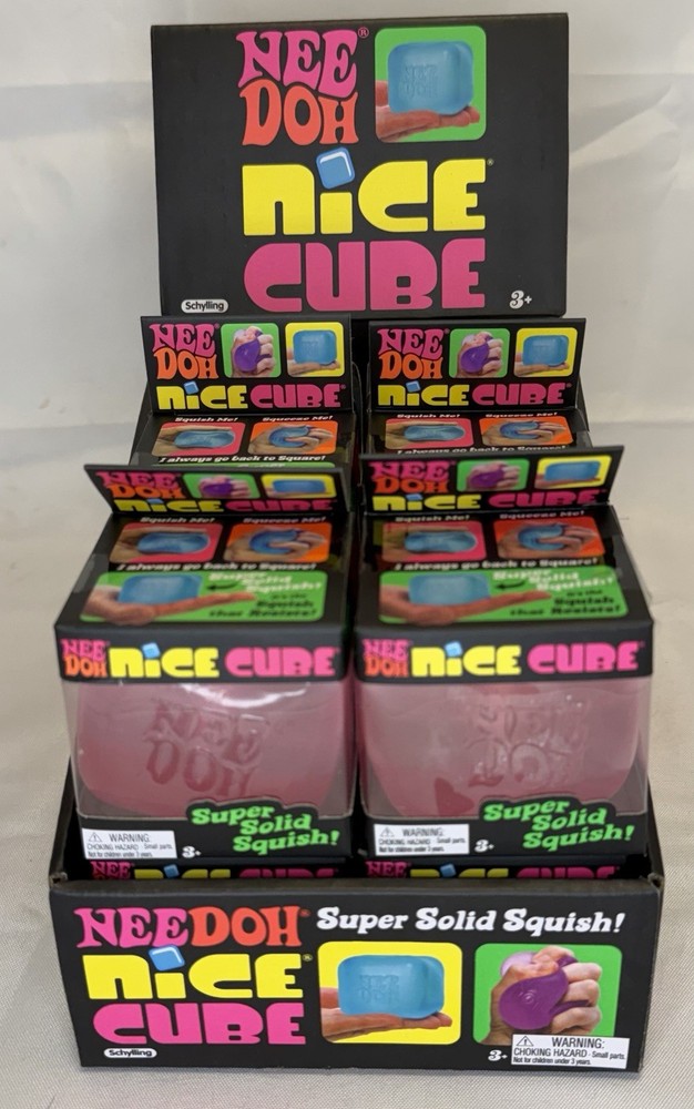 NeeDoh Nice Cube Super Solid Squish Pink Stress Toy New in Box