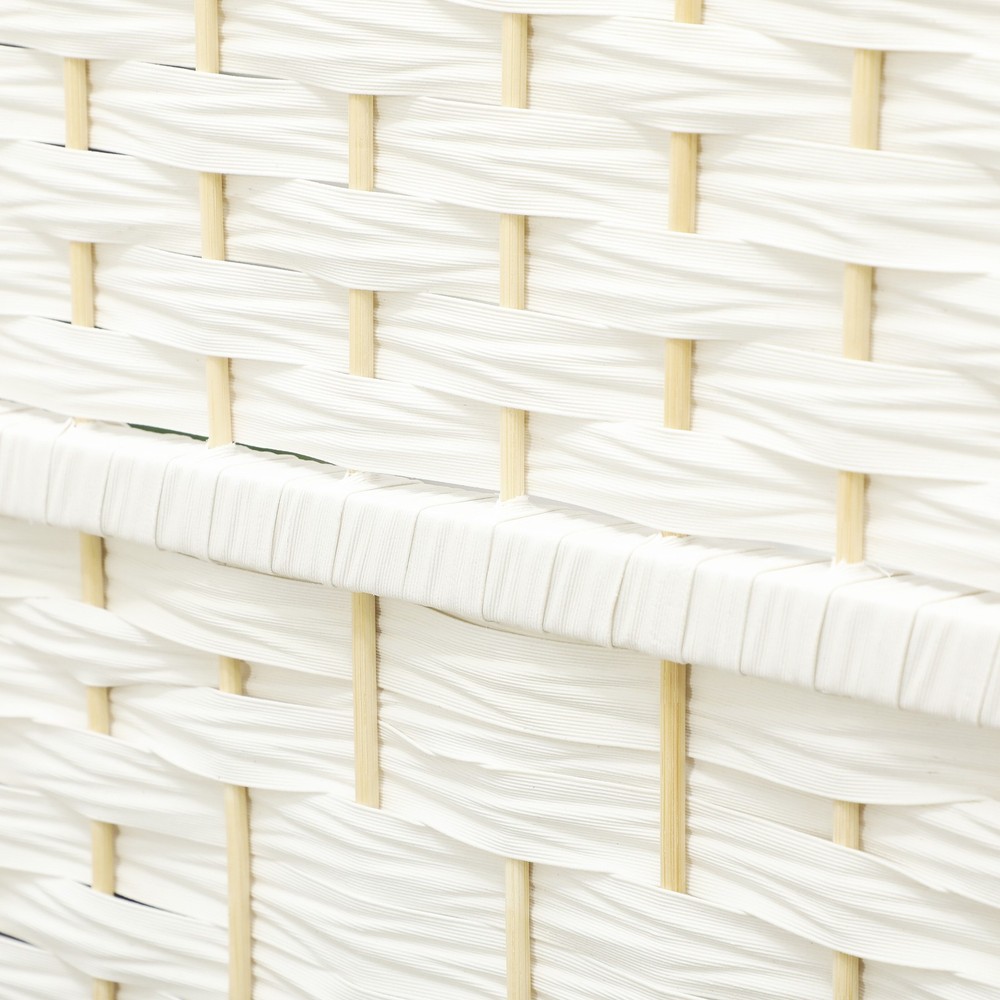 6 Panel Room Divider Hand-Woven Freestanding Partition White