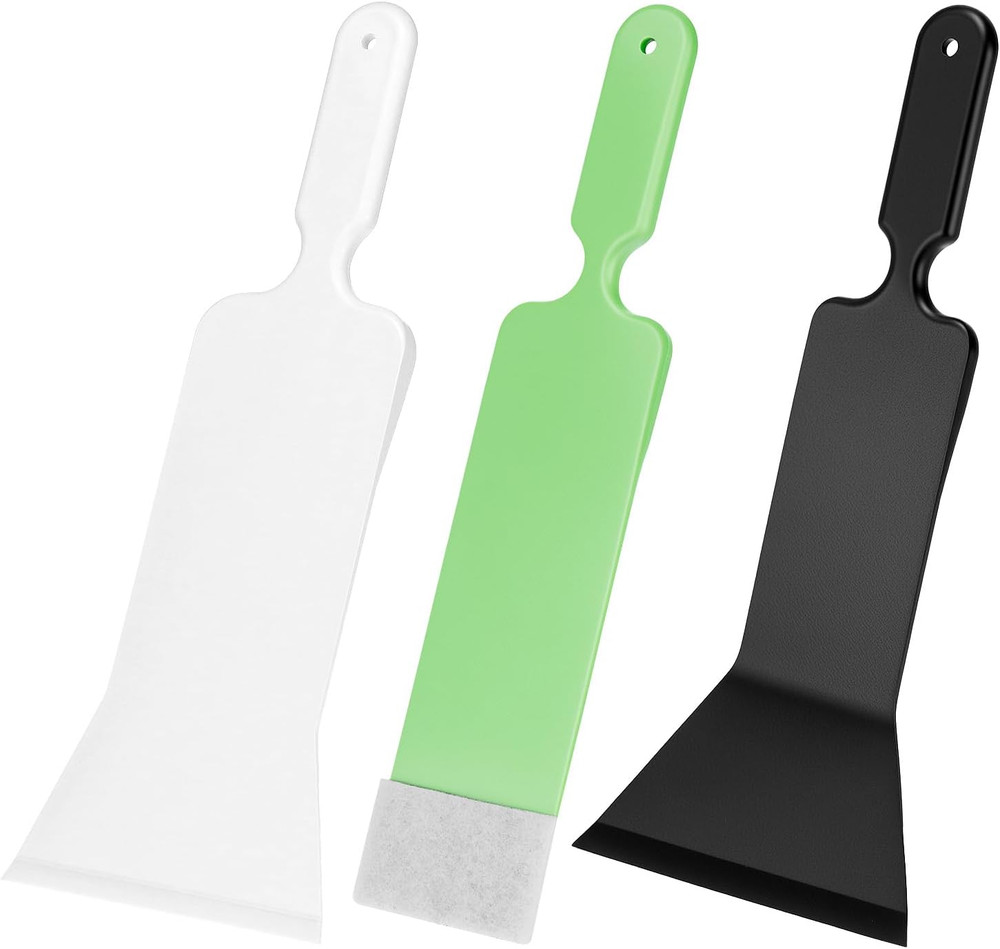 QWORK Window Tint Tool Bulldozer Squeegee Set, 3 Pcs Flat Glass Scrubber Paddle