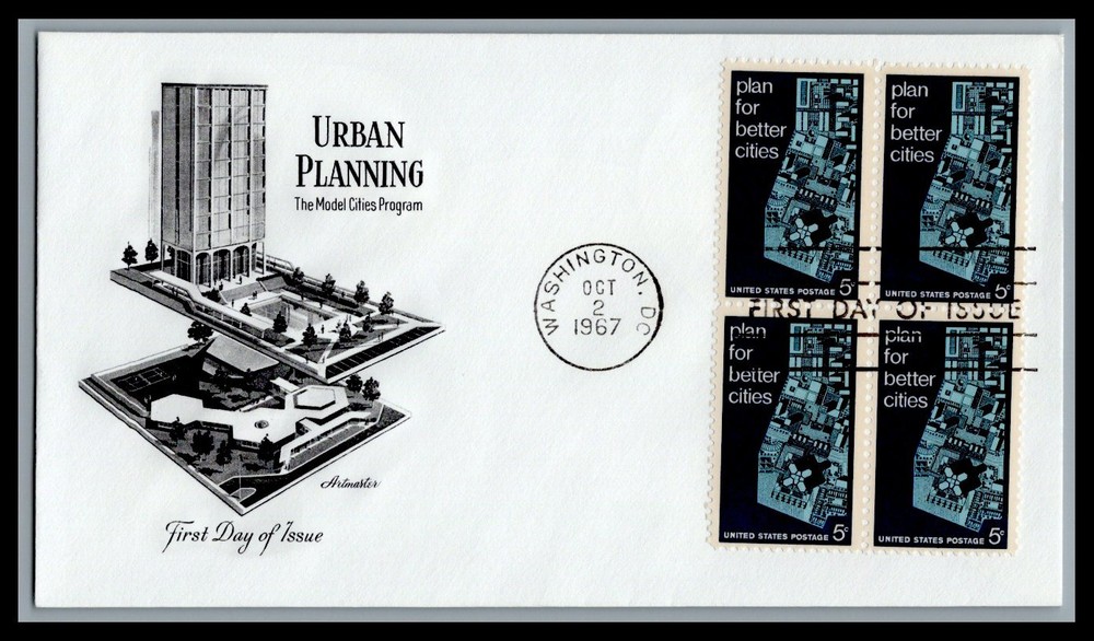US FDC # 1333 5c Urban Planning Artmaster block  1967, 9L719