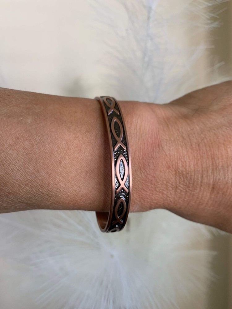 Christ Solid Copper Magnetic Bangle Bracelet Balance Energy Power Joy Arthritis