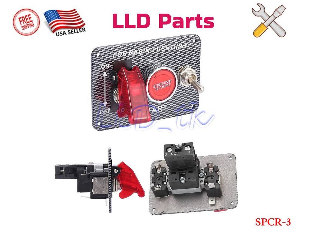 Carbon Ignition Switch Panel Engine Start Push Button LED 12V Toggle Racing Car