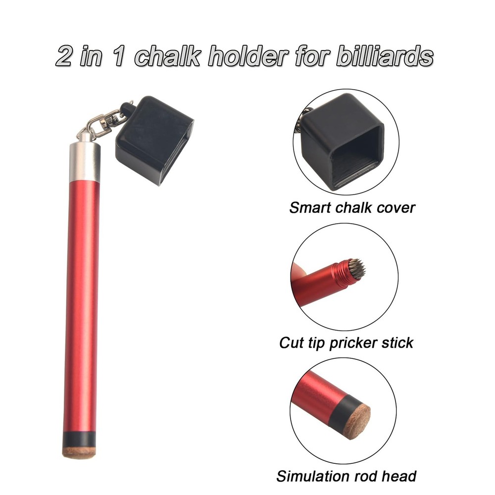 2-in-1 Billiard Accessory Pool Chalk Holder Cue Tip Tool for Maintenance