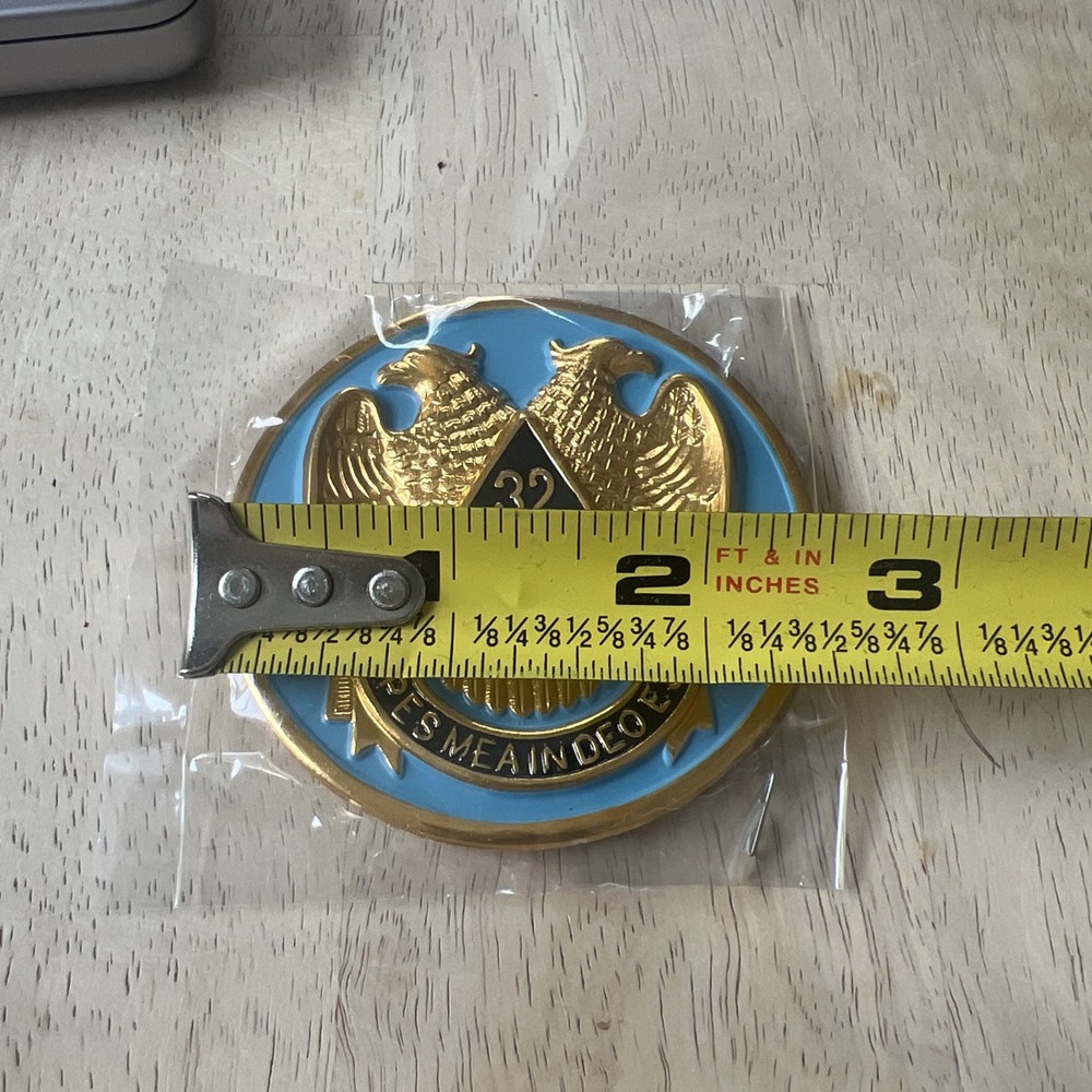 Masonic 32nd Degree Car Auto Emblem (Light Blue & Gold Tone