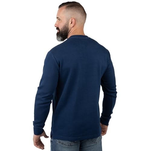 Mens Double Reed Henley Large Navy Blue