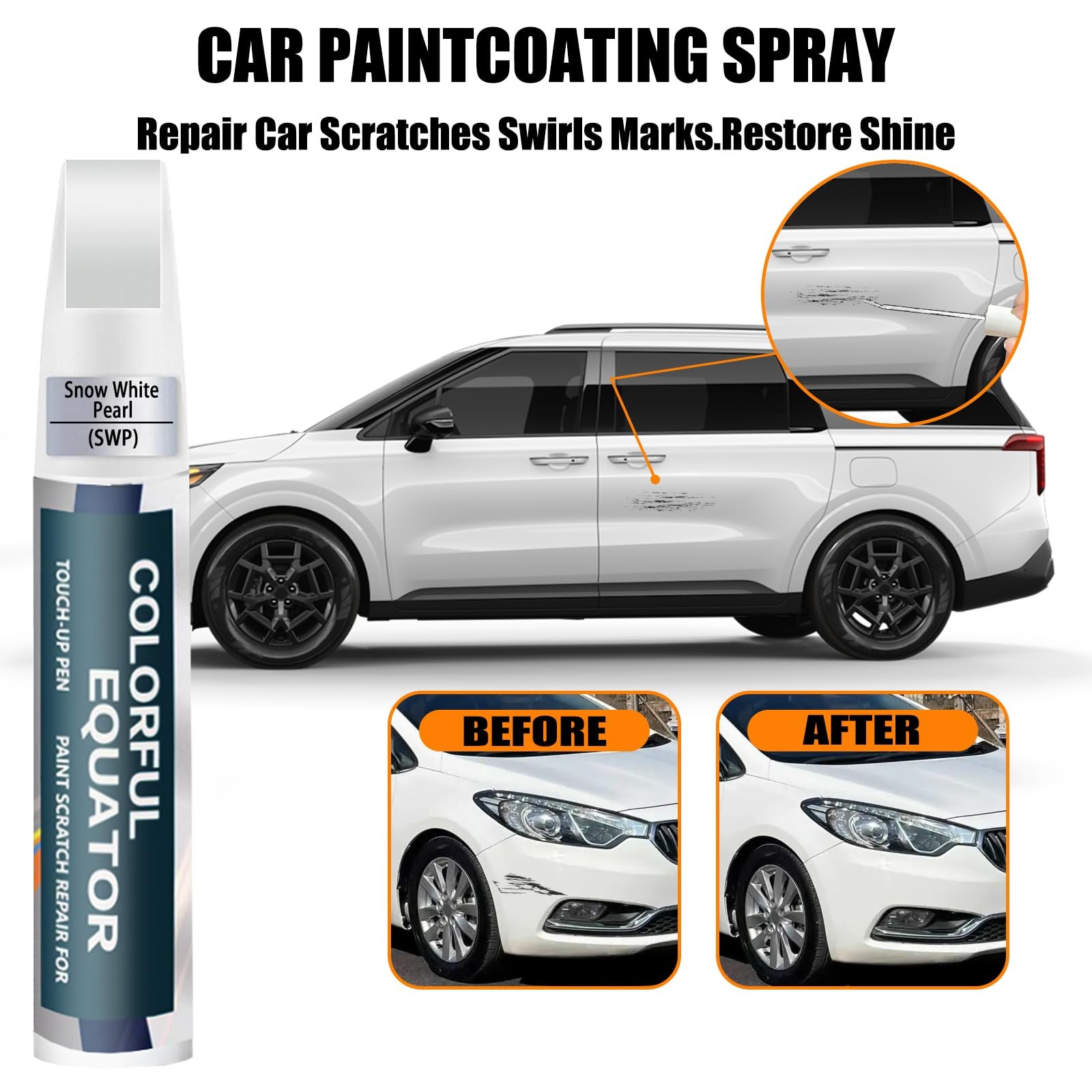 Snow White Pearl SWP Touch Up Paint for Kia Sportage Sorento Telluride 1PK 1