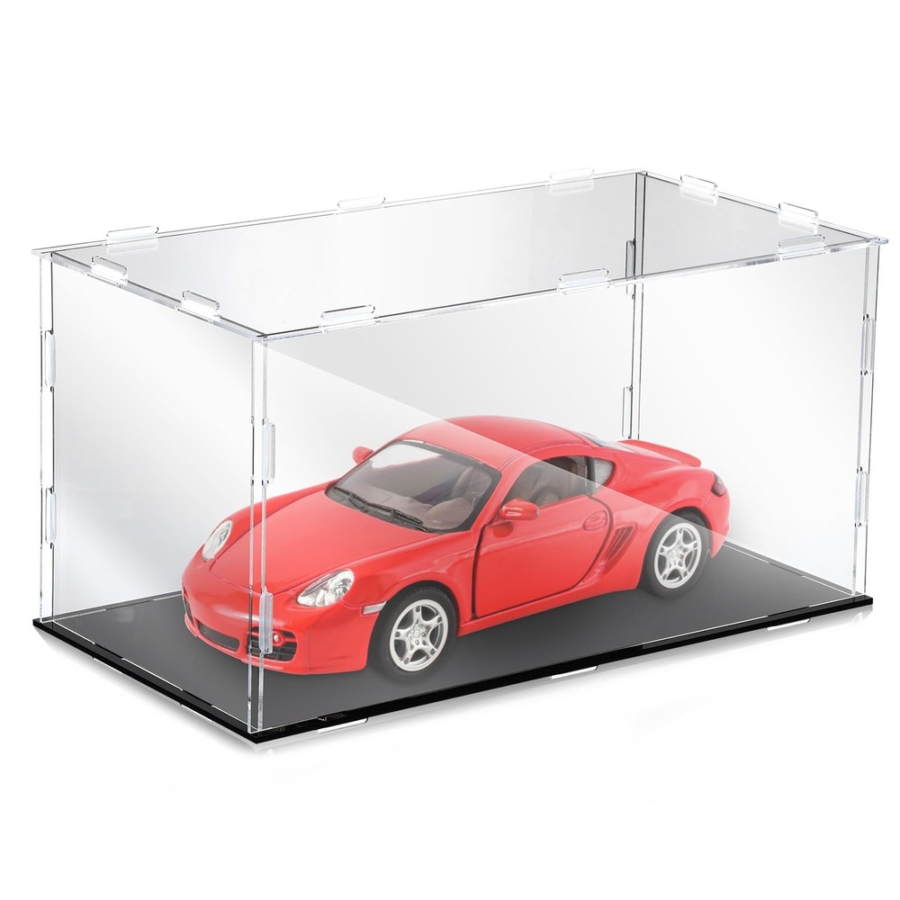 Acrylic Display Case 1: 18 Model Car Display Case with Black Base Clear Stora...