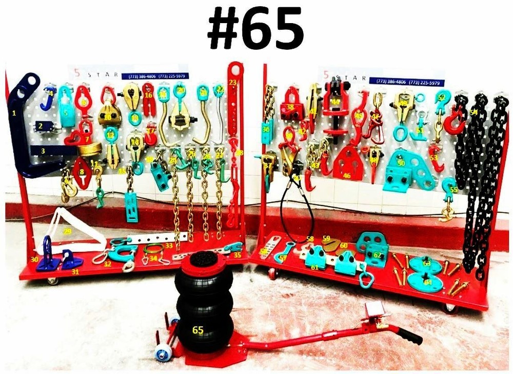 SET#65 - 65 PIECE HEAVY DUTY AUTO BODY FRAME MACHINE PULLING TOOLS & CLAMPS JACK