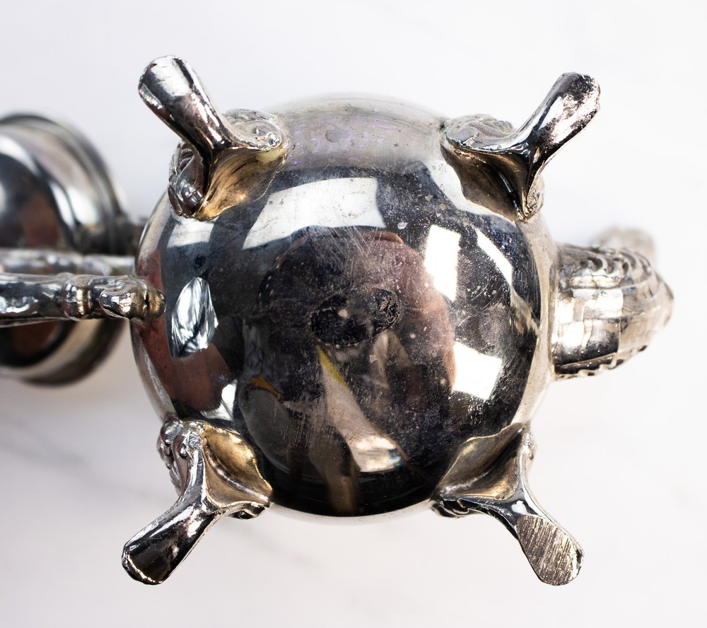 Silverplate Teapot and Grape Goblet Set Elegant Barware