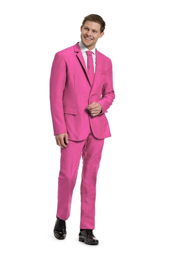 Offstream Men's Suit Solid Color -3 Piece Regular Fit with Small, Pink